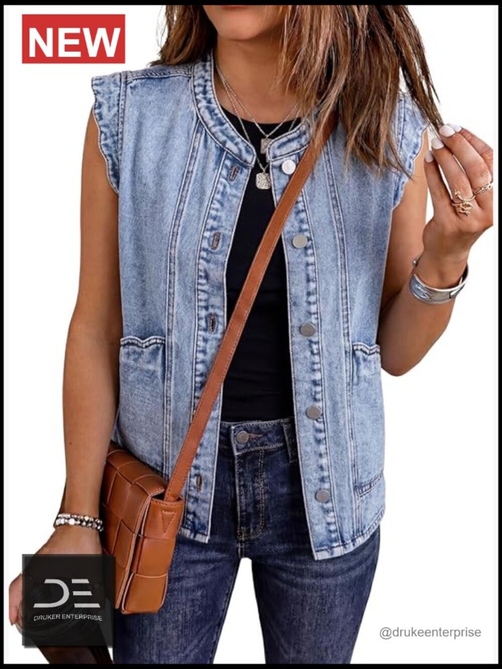 Sleeveless Denim Vest Button Down Jean Vest Tops Waistcoat Summer Outfits